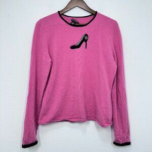 100% Cashmere Pink Daniel Bishop Crew Sweater‎ Vintage 90's High Heel Size XL